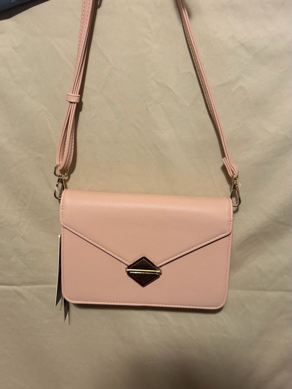 Blush Pink Envelope Crossbody with Gold Accent